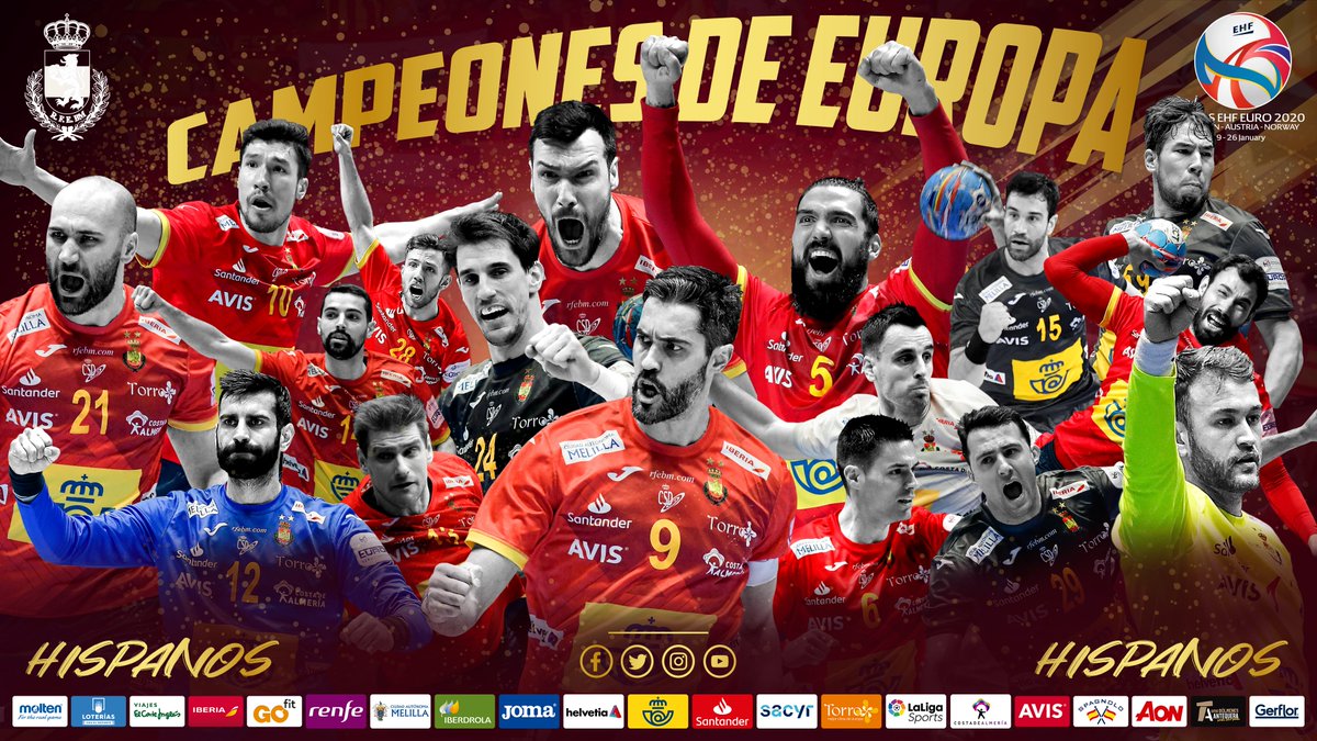 🇪🇸 #Hispanos | ¡¡CAMPEONES DE EUROPA DE NUEVO!! 🥇

💥 ¡BICAMPEONES! Haber defendido tan bien el trono continental tiene además doble premio... ¡JUGAREMOS LOS <a href="/juegosolimpicos/">Los Juegos Olímpicos</a> #Tokyo2020!

❤ ¡HISPANOS DE LEYENDA!

#⃣ #TodosSomosUno #EHFEURO2020 #dreamwinremember
