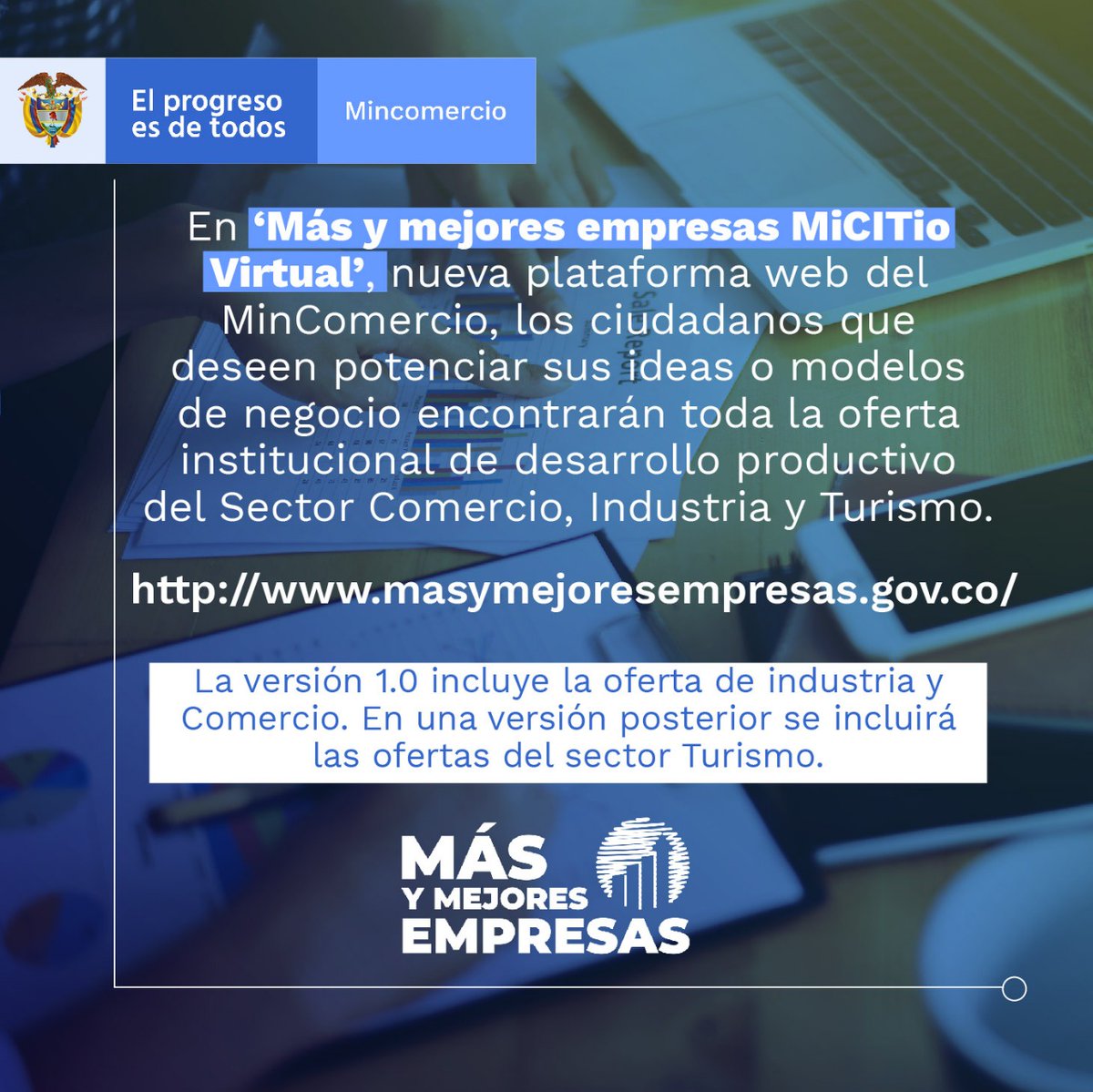 saulpinedahoyos's tweet photo. Los empresarios e inversionistas tienen un nuevo espacio de contenidos virtuales, donde se les facilita acceder a programas, convocatorias, eventos y herramientas ofrecidas por el sector comercio, industria y turismo. Visita ⏩ https://t.co/1lR4piOwfS https://t.co/UIXnGY5MFr