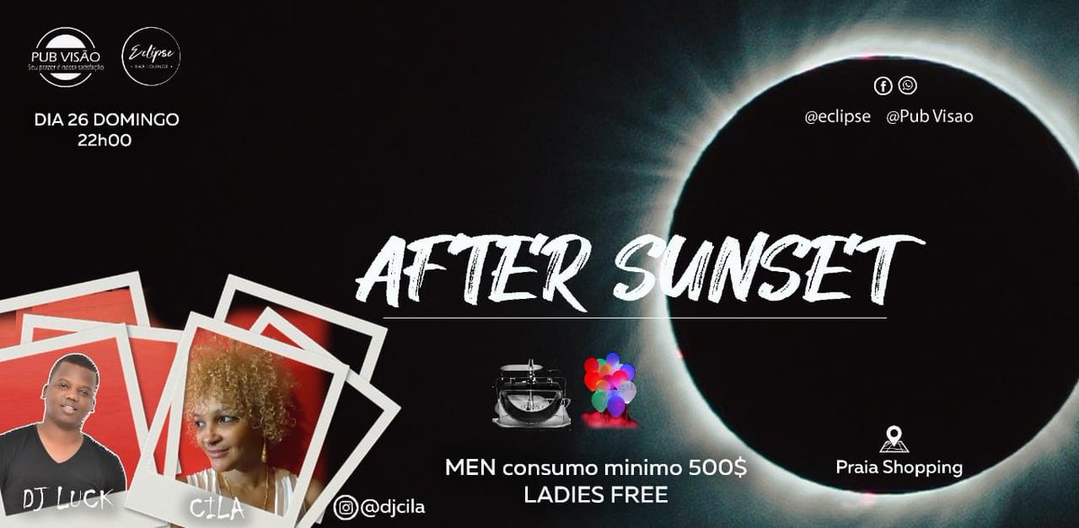 DJCila's tweet image. TONIGHT I’ll be at Eclipse for #AfterSunset with Dj Luck. Starting 10:pm. 
#CapeVerde #HouseMusic #Afrohouse #DeepHouse #Electronic #HipHopBeats #Reggae