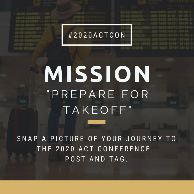 ACTConference's tweet photo. Weโre so excited to see you all at #ACTCON. Safe travels! ๐ค #2020ACTCon #bonvoyage https://t.co/a8tAbuLiJX