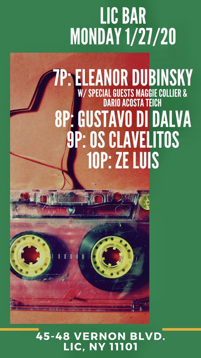 OsClavelitos's tweet photo. Tomorrow at @licbar, a full night of beautiful music with friends: @Eleanordubinsky, @gustavodidalva, @OsClavelitos, and @zeluis! 7-11 PM. Come join us for fun, dance, rhythm, and love!

https://t.co/to051Lu9xh https://t.co/3Fw8K2LHuz