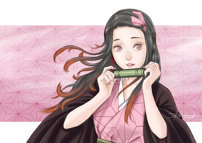 Boris AuさんがTwitterに投稿した竈門禰豆子(鬼滅の刃)のイラスト。