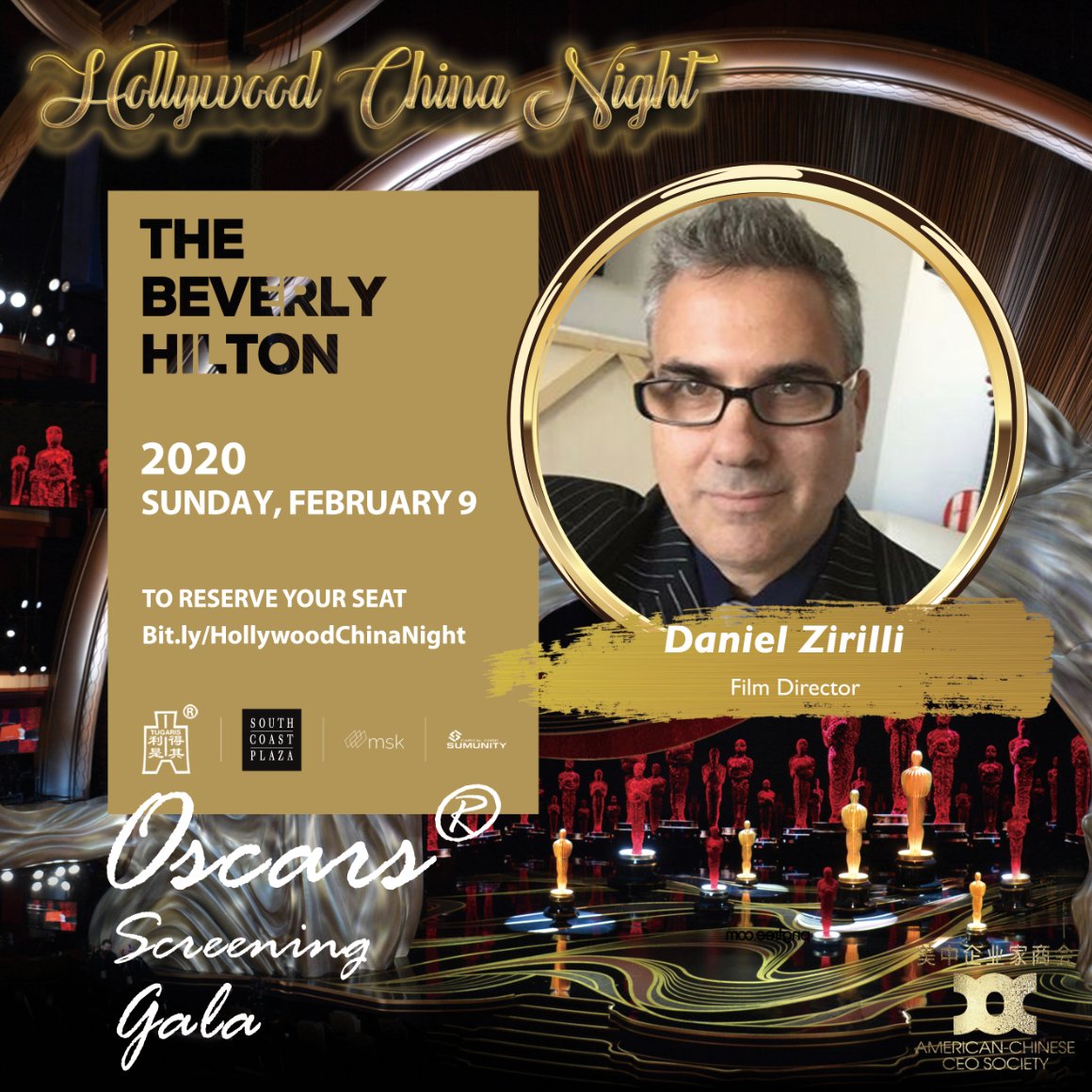 oscarchinanight's tweet photo. Special Invited Celebrity: Daniel Zirilli
His latest films include "Hollow Point" with the cast of Luke Goss, Juju Chan, and Roger G. Smith and "Acceleration" starring Dolph Lundgren, Natalie Burn, and Danny Trejo

Celebrate with us #Oscars2020:
https://t.co/ZV4Z4ljF6w https://t.co/Iv1CrWOip7