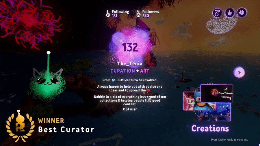 Let’s hear it for the Curators!

Our next award is for the Best Curator in the Dreamiverse! Congratulations, <a href="/ItsAllstar/">Ally Mitchell</a>!

Tune in to the #ImpyAwards here: twitch.tv/media_molecule 

#DreamsPS4 #MadeInDreams