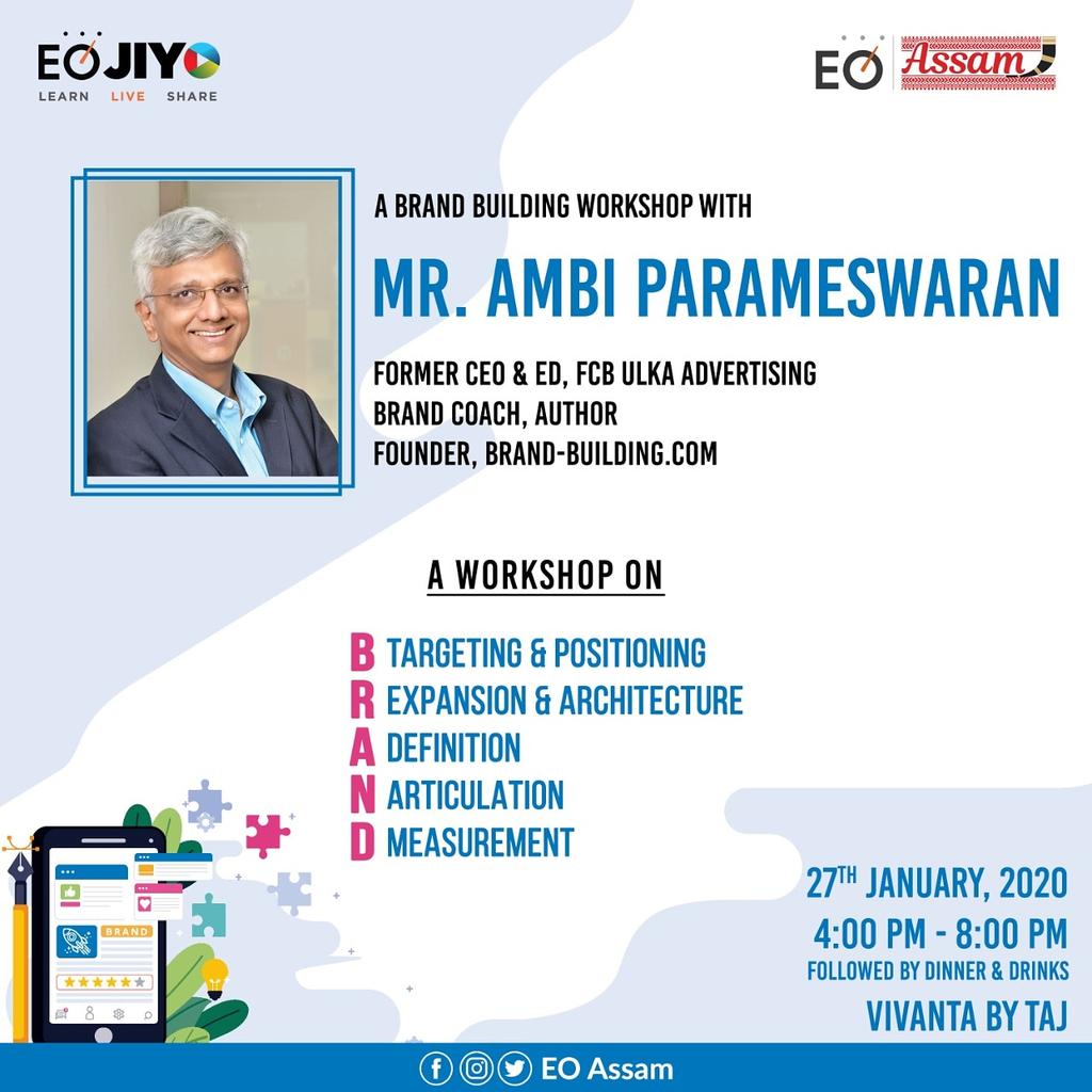 eoassam's tweet photo. Calling out all #EOAssam members for a brand building workshop with Mr. @ambimgp on the 27th of January, 2020 at Vivanta, Guwahati. #EOTogether #EONetwork #EONATION #EOSouthAsia https://t.co/vecBh31OK3