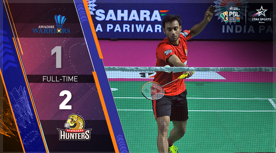 Hyderabad Hunters turned up with their A-game against Awadhe Warriors to win #AWDvHYD 2-1! What do you make of their 🔥 performance today?

Keep watching #PBLSeason5 action, LIVE on Star Sports & Hotstar!

#RiseOfTheRacquet