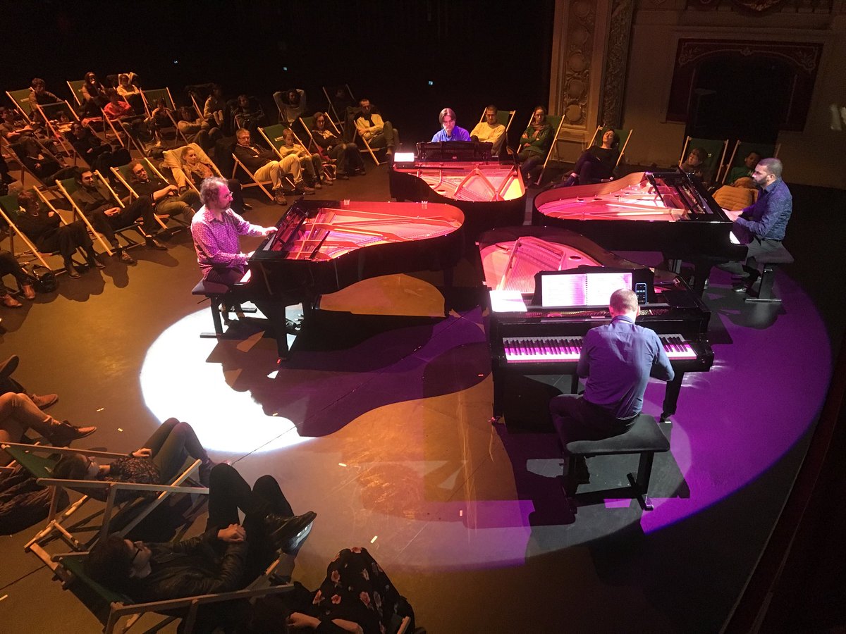 lmadelon's tweet photo. #Dimanche #opera avec le festival #AutresMesures. Une configuration originale de la scène @OperadeRennes avec 4 formidables pianistes entourés de 50 transats. Et la musique contemporaine de Julius Eastman à l’honneur. En partenariat @tombeesdelanuit https://t.co/8i26ItHaFk