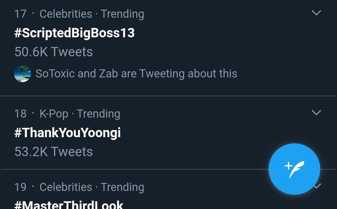 sidgonzalez's tweet image. Please use tagline - #ScriptedBigBoss13 

It's trending in top 20 

They removed the original Trend
