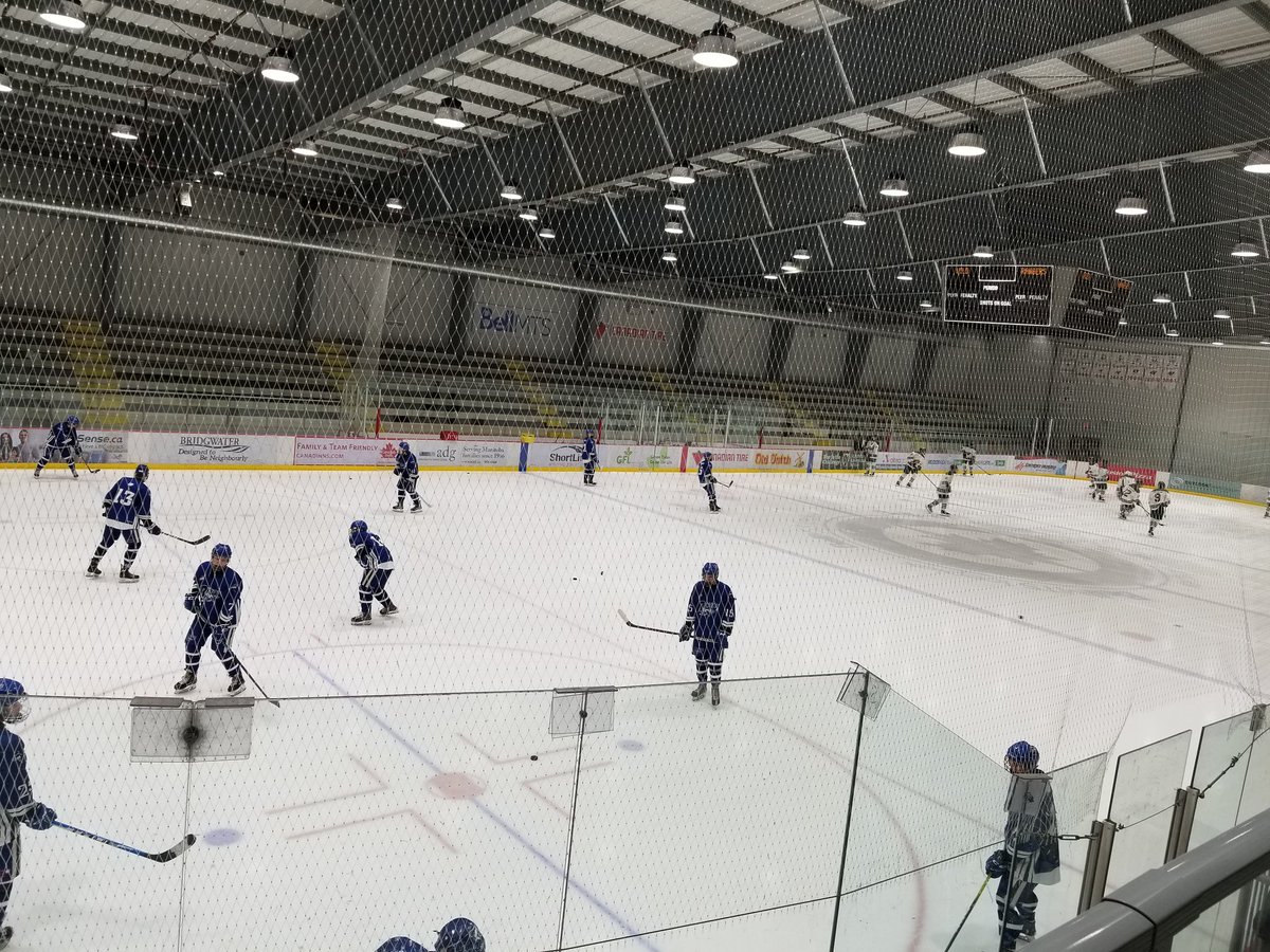 Warmups underway at BellMTS Iceplex for 12:30 puckdrop vs. Wild.