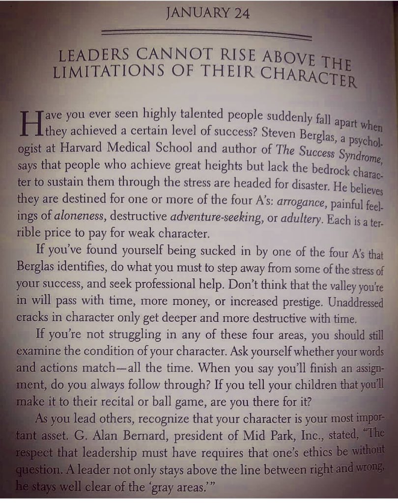 cornelkakrabah's tweet photo. Unaddressed cracks in character only get deeper and more destructive with time. Leaders cannot rise above their character limitations.
@JohnCMaxwell https://t.co/zvU3NIMvyI