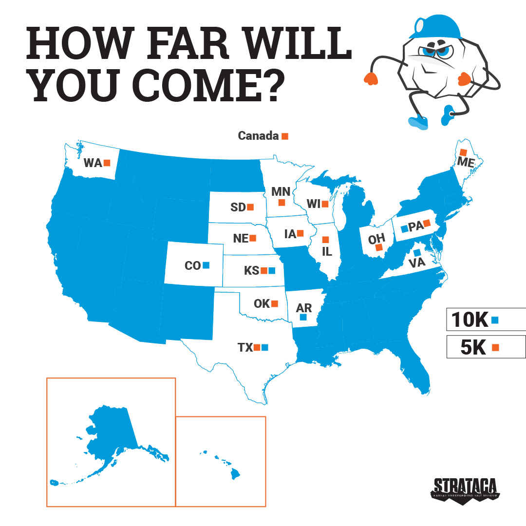 UnderKansas's tweet photo. How far will YOU travel to run an unforgettable 5K and/or 10K 650' underground?! 🏃🏻♂️
#UnderKansas https://t.co/TujXgX2VbX