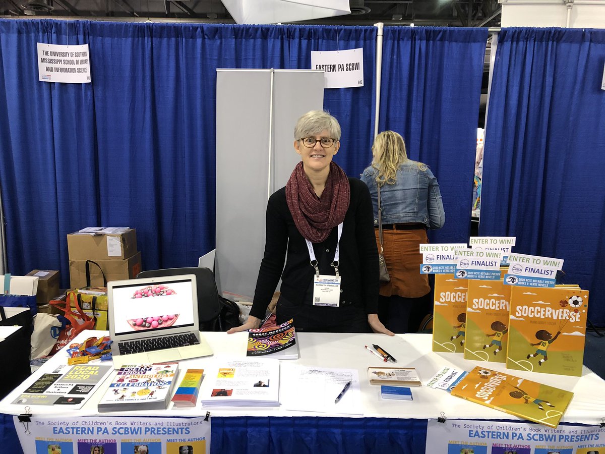 Now at booth 845, enter to win one of copies of Soccerverse, poems about soccer by @ESteinglass. Drawing held at 1:55. #alamw20