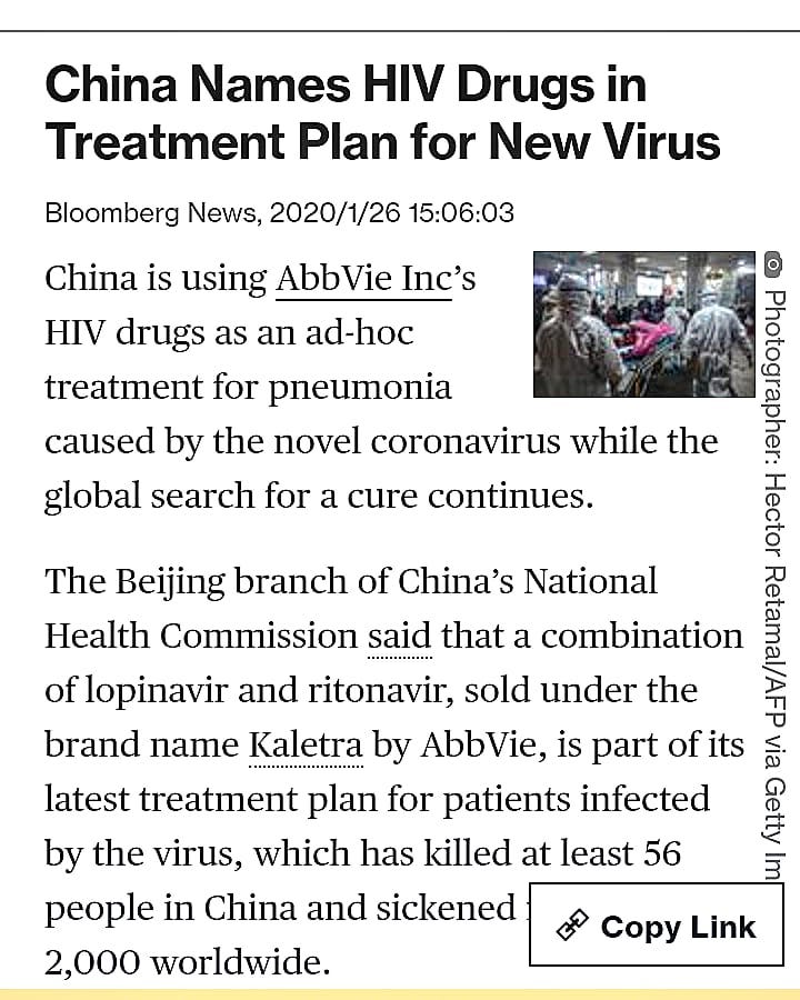 KentyMania's tweet photo. #ブルームバーグ によると「中国,#新型肺炎 の治療計画に #アッヴィ の #抗HIV薬 含める」との事です。📰According to #Bloomberg,China Names #HIV Drugs in Treatment Plan for New Virus.#コロナウイルス #coronavirus #WuhanVirus #武漢肺炎 #AbbVie #AntiHIV #AntiAIDS #エイズ #抗エイズウイルス https://t.co/87R2YhSghM