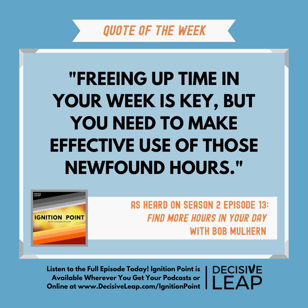 SteveMiller's tweet image. If you need to make more #effective and #efficient use of your time, listen to this week’s #IgnitionPoint featuring Bob Mulhern from @Colliers_AZ and learn how you can #freeup 100+ Hours! 🚀 Available everywhere you get your #podcasts and #online at bit.ly/S2E13-MoreTime