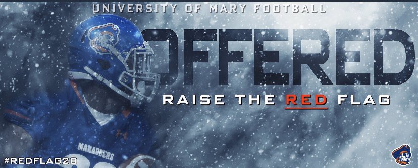 brown_denzell's tweet photo. After a great visit I’m blessed to say I have received an offer to continue my education and play football at the University of Mary @CoachBagnell @_CoachBD @Coach_M_Martin ! #REDFLAG20 https://t.co/mY0XfzSHT0