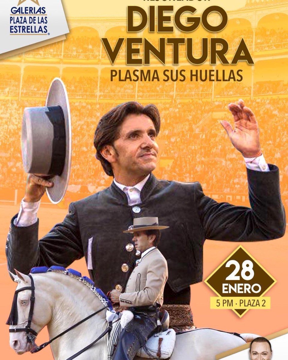 🎖HOMENAJE || <a href="/DiegoVentura82/">Diego Ventura</a> se suma ya a las grandes personalidades reconocidas por #México. El #rejoneador plasma sus huellas en las Galerías Plaza de las Estrellas ⭐️ 

📆 Martes, 28 de enero
🕔 17 horas 

Nos encantará que vengas! 😉

#pasiónporMéxico 🇲🇽