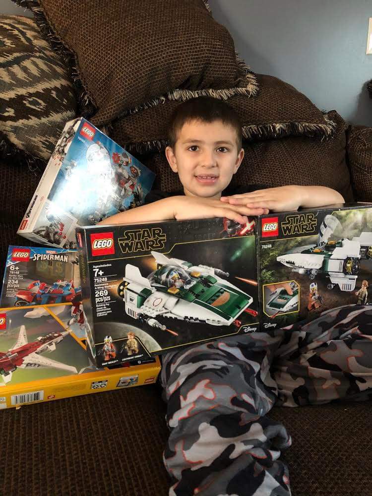 BlessingsBree's tweet photo. This little guy likes to use Legos as a creative outlet. He requested one Lego set - we got him 8. Mom says he’s been busy! 💛 https://t.co/0XYHsKRxdE