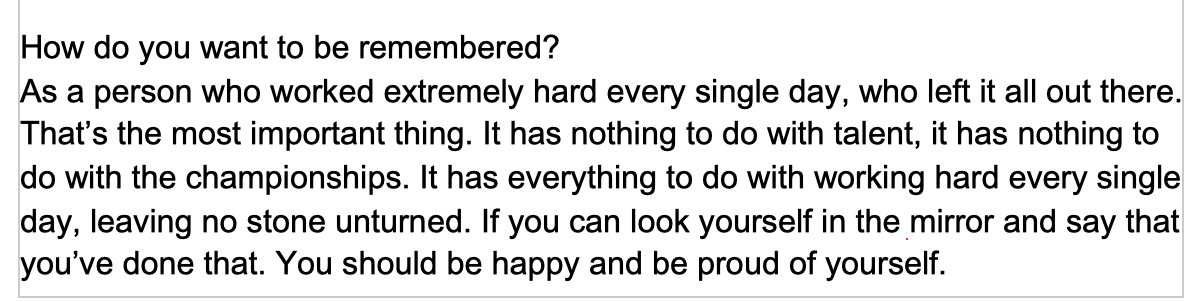 Kobe Bryant was asked how he wanted to be remembered after his last game in Toronto back in 2016: https://t.co/4I0BLmji9F