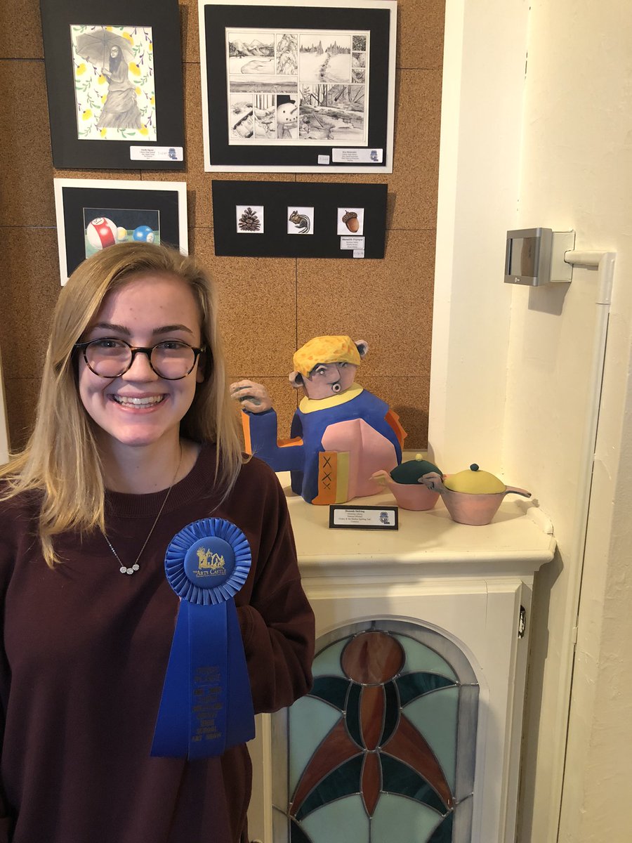 OLHSart's tweet photo. Congrats Hannah on 1st place at the Delaware Arts Castle for your teapot! #OLHSart @OlentangySD #TeaPotGameStrong https://t.co/w2E3kGF2r0
