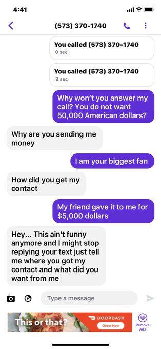 Go harass this number. Pretending to be me. Nice try motherfucker. https://t.co/DHo2wlYcoG