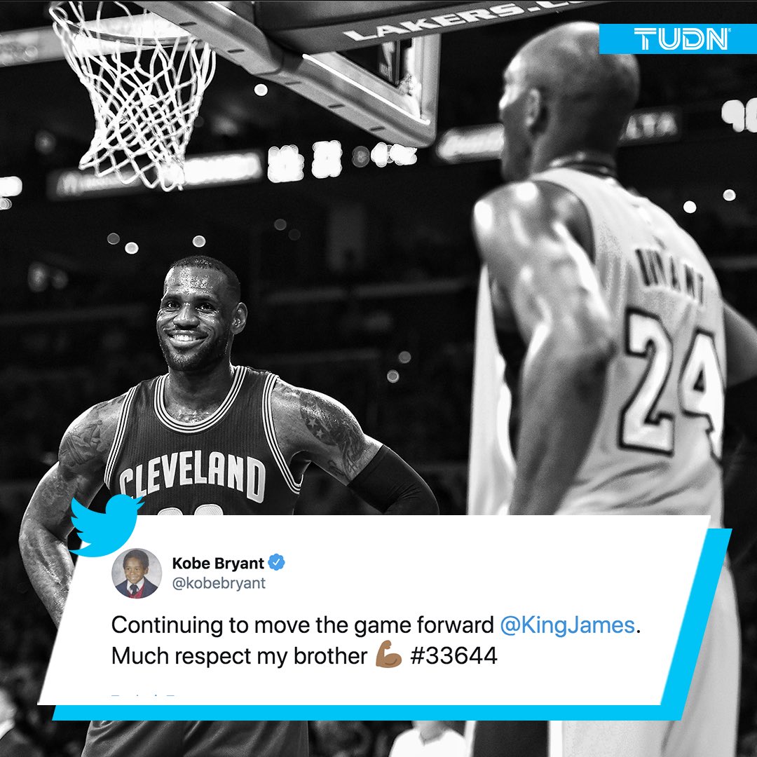 Luisjasalazar1's tweet photo. El último tuit de @kobebryant un mensaje reconociendo a @KingJames por haber superado su registro como uno de los máximos anotadores de la NBA. https://t.co/eixAE0cJo9