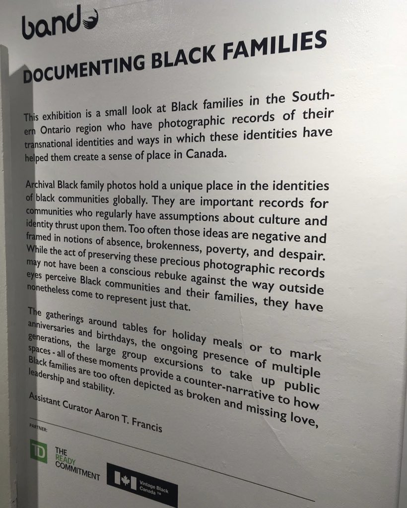 Had the pleasure of visiting the “Documenting Black Families” exhibit by BAND. It truly was a great exhibit and  I’m happy that TD was able to support via our Ready Commitment. <a href="/SHong_TD/">Simon Hong</a> <a href="/scott_belton/">Scott Belton</a>