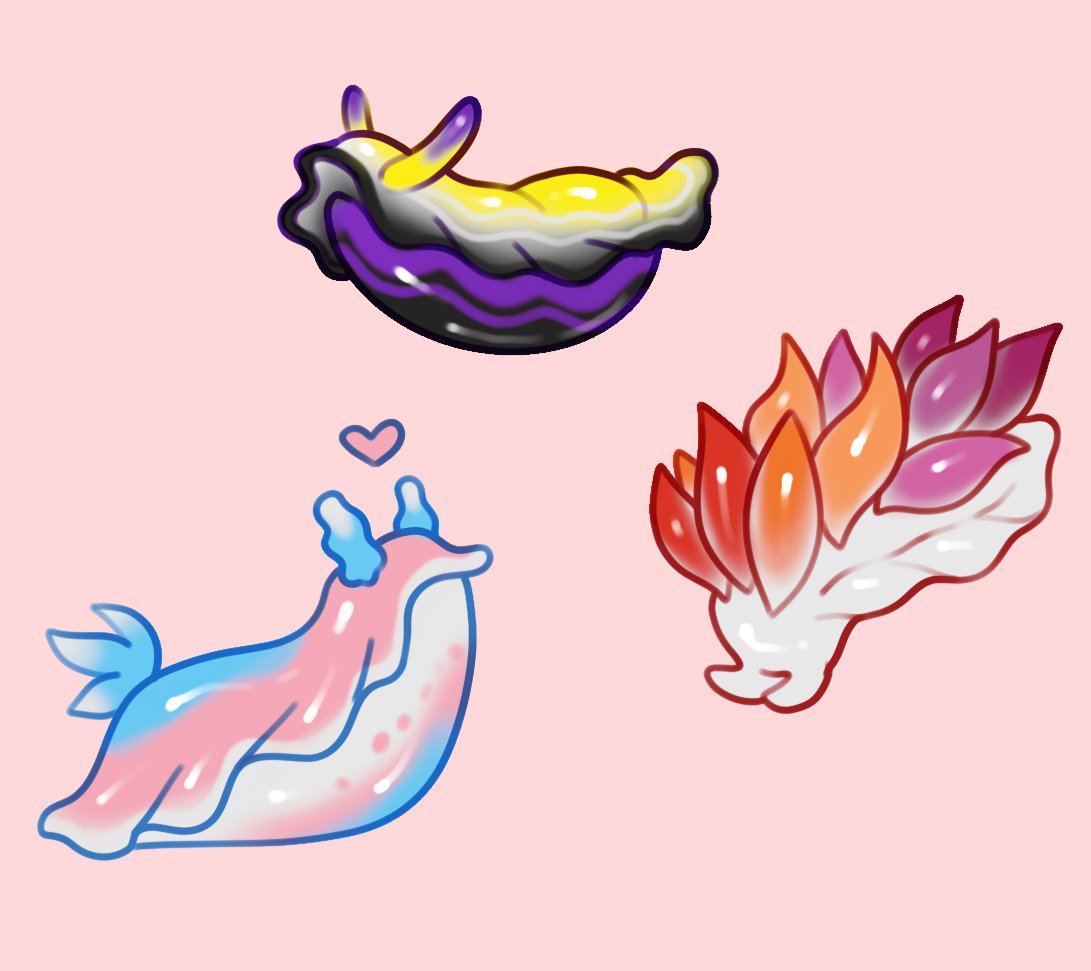 merzb0w's tweet photo. Lesbian, trans and NB nudibranches :3 https://t.co/Gc7WdhLtbh