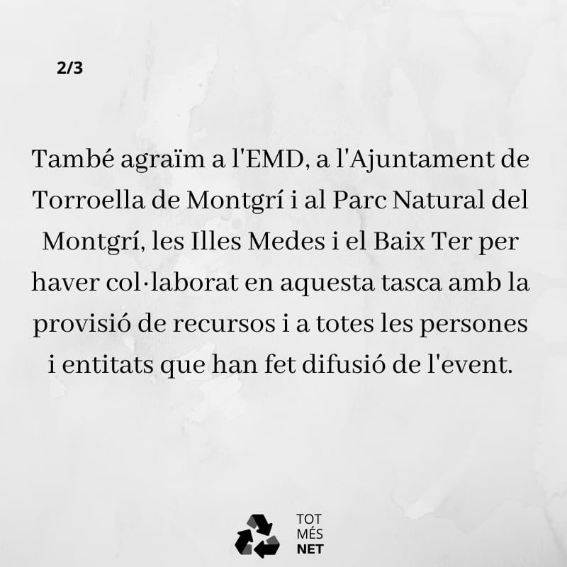 totmesnet's tweet photo. Després del temporal #Glòria un miler de persones, segons l'EMD, s'han reunit a la Platja de l'Estartit per recollir voluntàriament tot el que ens havien tornat el mar i el riu. MOLTÍSSIMES GRÀCIES!! ♻️

🔴La lluita continua! Atents a noves convocatòries! 

TOT MÉS NET! 🌱💪🏼 https://t.co/MDoJ0MAhOu