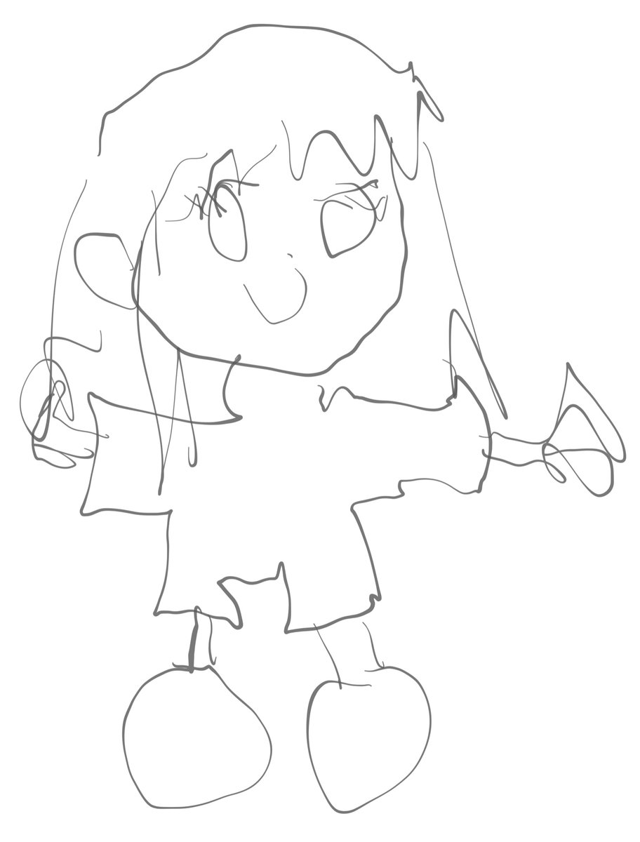 左手で描いた線に右手で色塗るやつ 