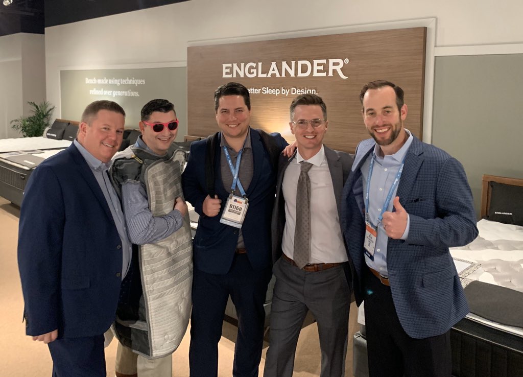 englander's tweet photo. Thanks @sdmattress for coming by C1596 to visit with @markkinsley and check out our new Dreamer Collection #LVMkt #bettersleepbydesign https://t.co/BcWrahm6af