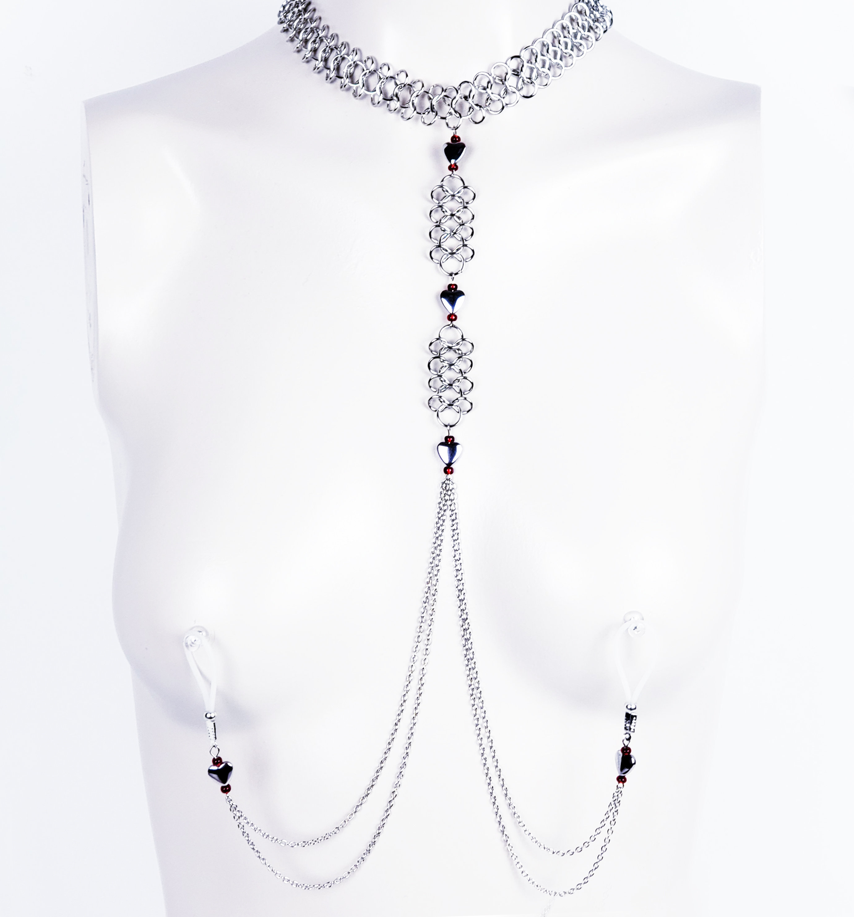 Why Bee Normal? on X: Excited to share the latest addition to my #  shop: Chainmail Choker with Hearts and Sexy Nipple Chains. Choose  Non-Piercing Nipple Nooses or Nipple Clamps. Mature, BDSM