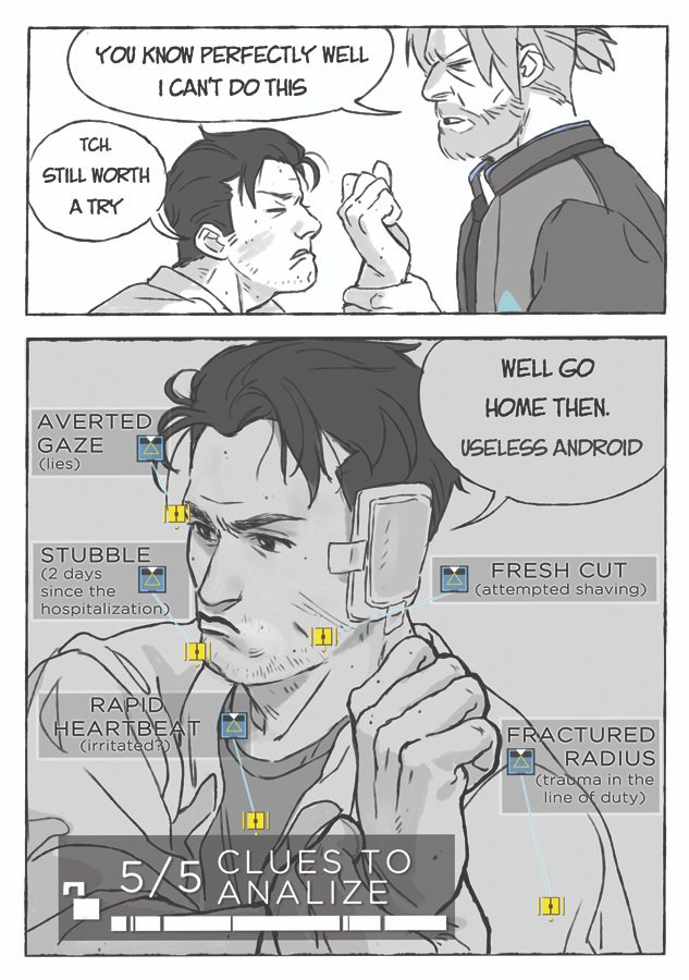 here's my old #Hankcon reverse au comic from DBH zine! (if you want to have the whole zine and all of my detroit fanarts i have it here 👀 gumroad.com/takibert ) (part 1)