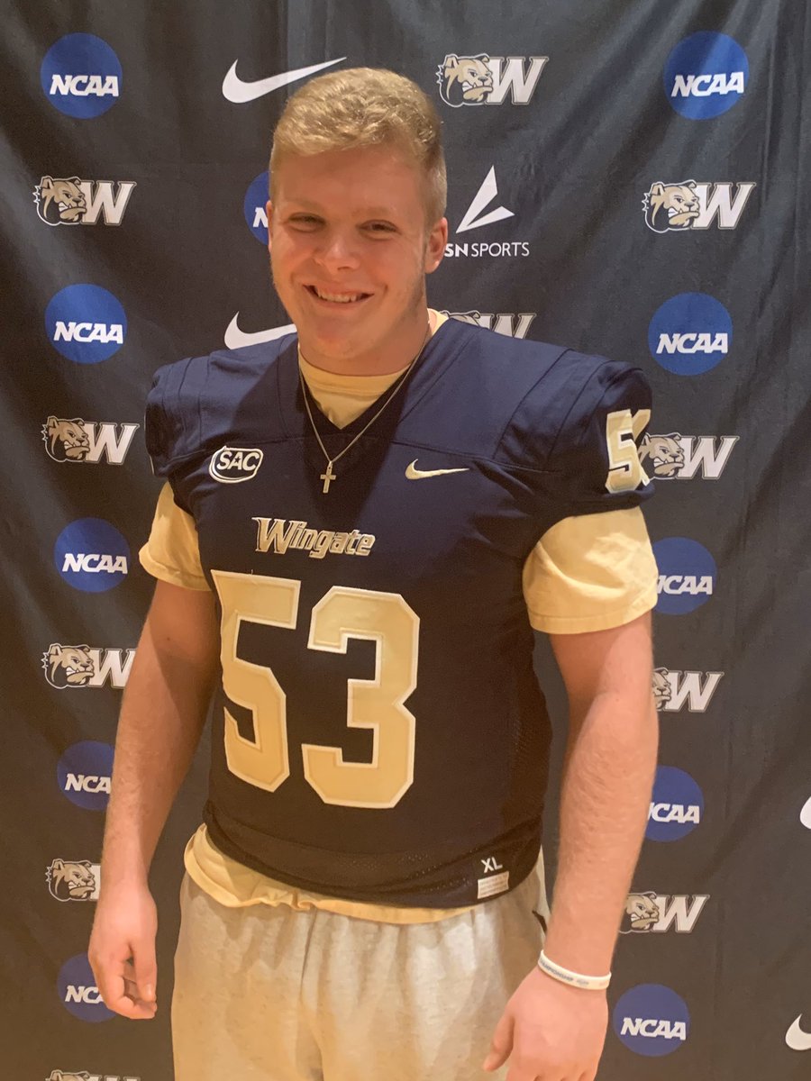 OlStorey's tweet photo. Awesome official visit to Wingate University this weekend.  Thank you for your hospitality.  Some really tough decision to make @CoachBruceClark @WingateFootball @Reich_WingateFB @RecruitGeorgia @hoyafbrecruit https://t.co/iiCv2iZ2UE