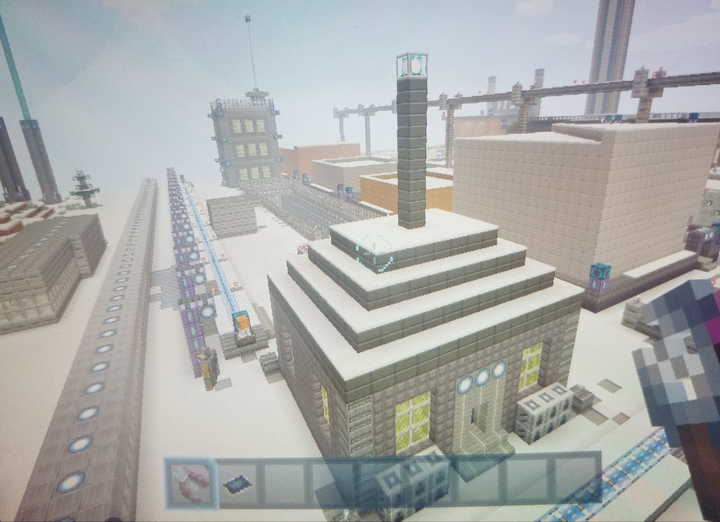 A作 D People A作 マイクラ マイワールド Vol 2 1 雪原 拠点エリア の複合巨大施設 2 巨大施設 中庭 3 雪原 拠点エリア 駅 4 雪原 エリア 線路から見えるビル群 Minecraft マインクラフト マイクラ