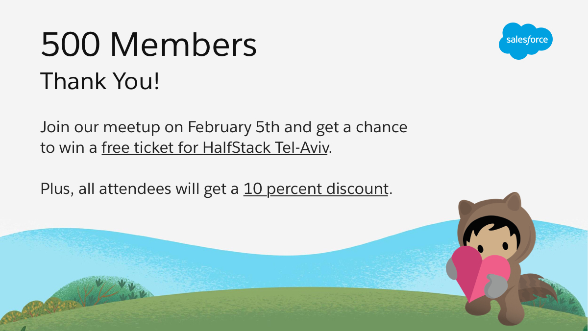Join our meetup group @ <a href="/salesforce/">Salesforce</a> Tel-Aviv