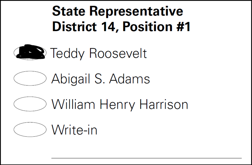 Contest with a single contest option marked at the expected position.