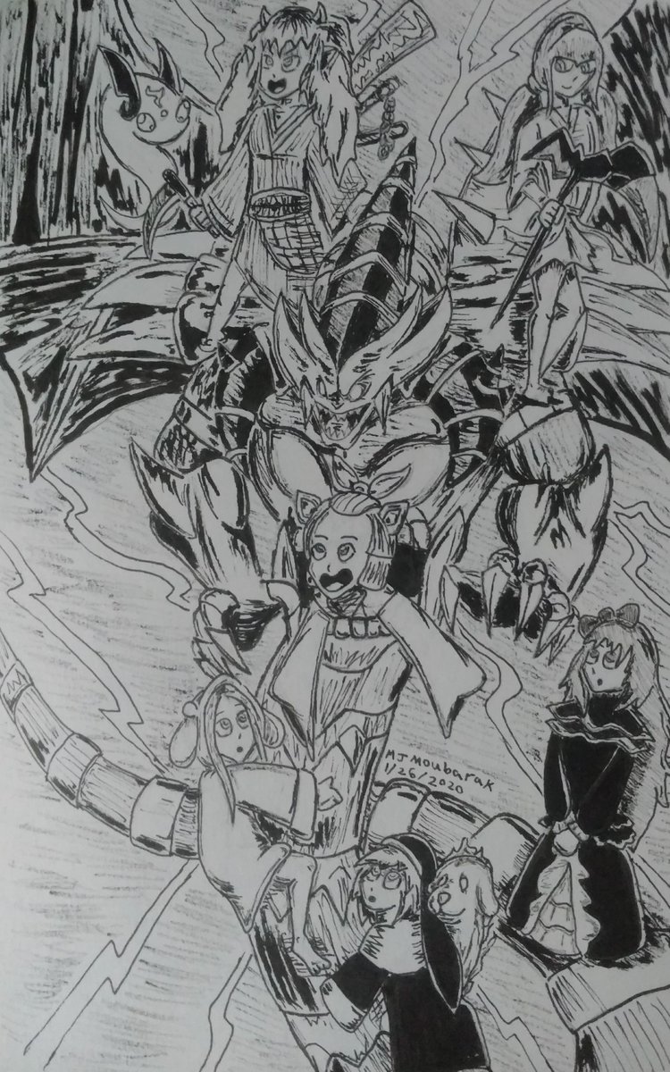 mj_moubarak's tweet photo. All the Ghost Girls giving Dragocytos a hard time. Had fun drawing this.
#yugioh #yugiohcards #ashblossom&joyousspring #yugiohtcg #dragocytos #handtraps #synchros #dragocytoscorruptednethersouldragon #ghostgirls #drawing #sketchbook #penandink #fanart #yugiohfanart https://t.co/DflsfzCFTj