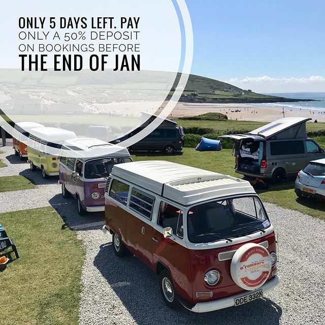 Just a little reminder campers. All bookings made before the end of January only have to pay a 50% deposit. The remaining amount can be settled up on arrival or whenever suits you! All bookings from Feb 1st, we kindly ask for the full payment! Happy booking!! #croyde #campin…