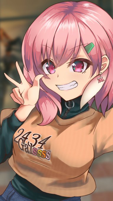 陽キャギャル笹木自撮り風!
反転してるのにTシャツの文字が云々はツッコまないで...(今気づいた)
 #笹の絵 