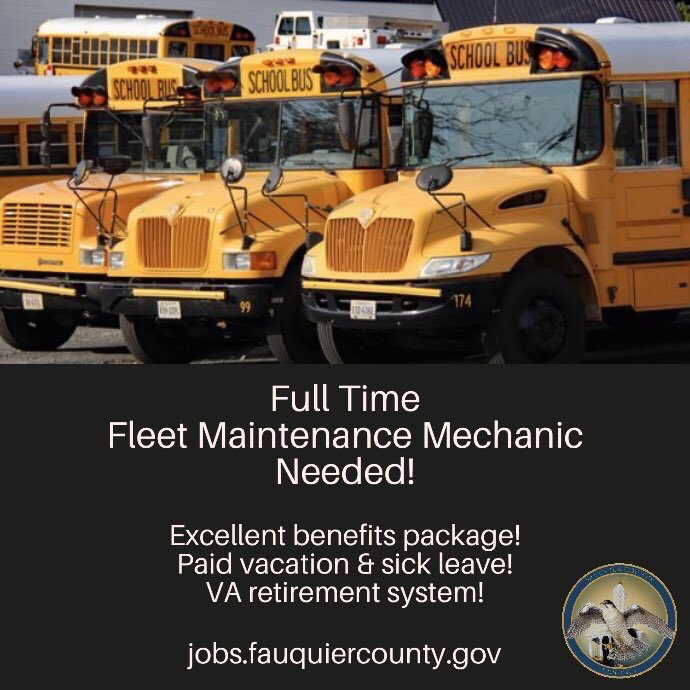 FauquierJobs's tweet photo. Fauquier County is currently accepting applications for a Fleet Maintenance Mechanic! https://t.co/xm8eNOACP1 #Mechanic #Maintenance #CDL #Automotive #HR #recruiting #local https://t.co/6bb8heNpYX