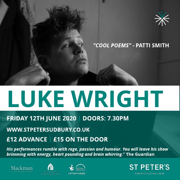 SudburyArts's tweet photo. We can't wait to welcome @lukewrightpoet back for a 3rd time - his performances are electric & poignant all at once. Don't miss him! Tickets now on sale ๐ ๐ฅhttps://t.co/dQo9GWESmx #HeritageFundSupported #Poetry #Poet #SuffolkLive @TheCCT @CCT_Regen @SudburyTC @TownOfSudbury https://t.co/Hh3EJtZDkg