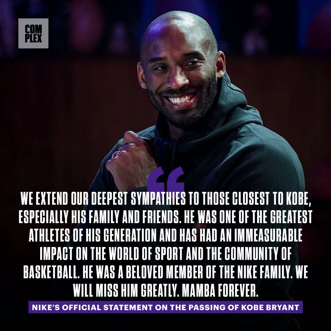 ComplexSneakers's tweet photo. Nike’s statement on Kobe Bryant. https://t.co/8WvHARp8Wv