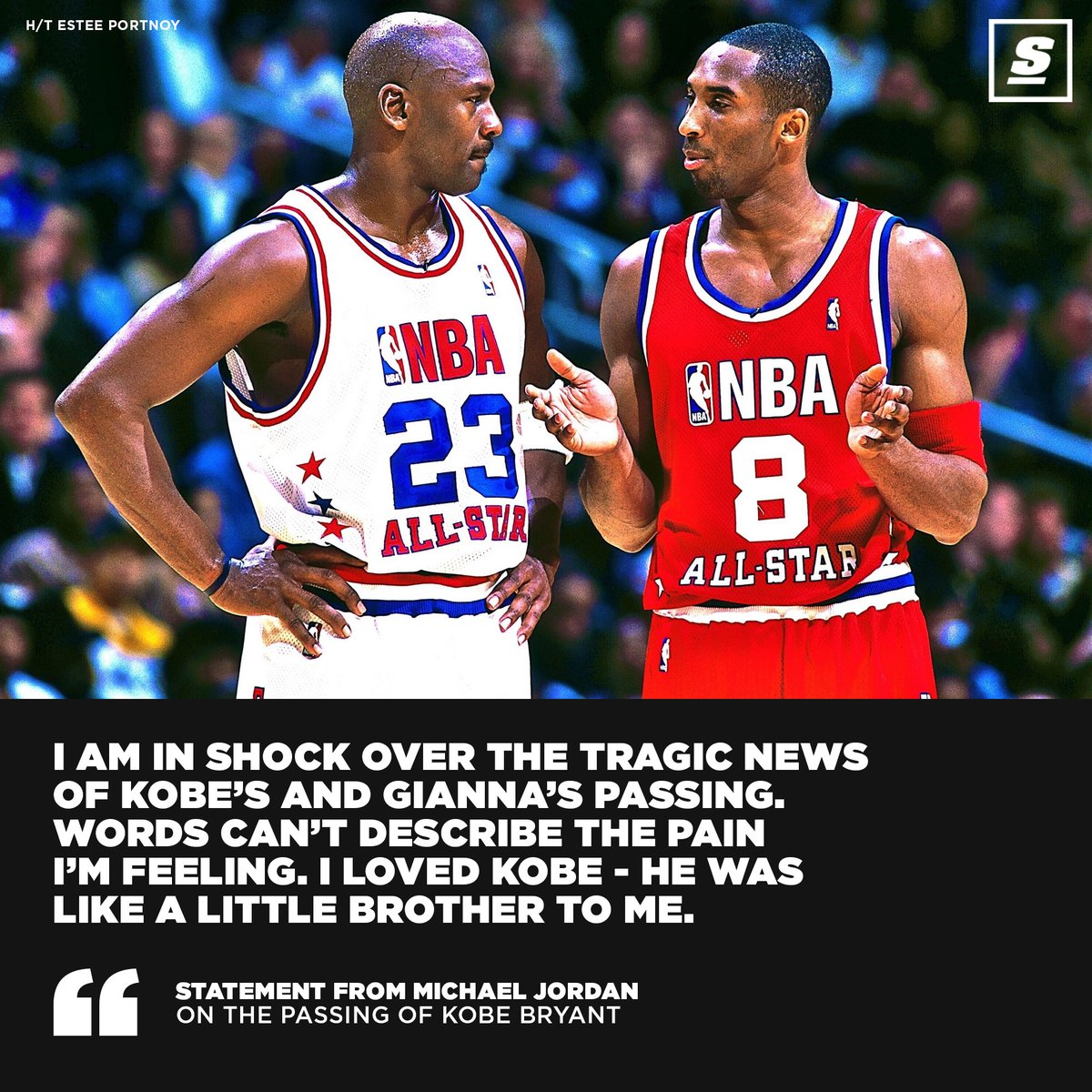 theScore's tweet photo. 'We used to talk often, and I will miss those conversations very much.'

Michael Jordan pays tribute to Kobe Bryant. https://t.co/v83LvwIdGt