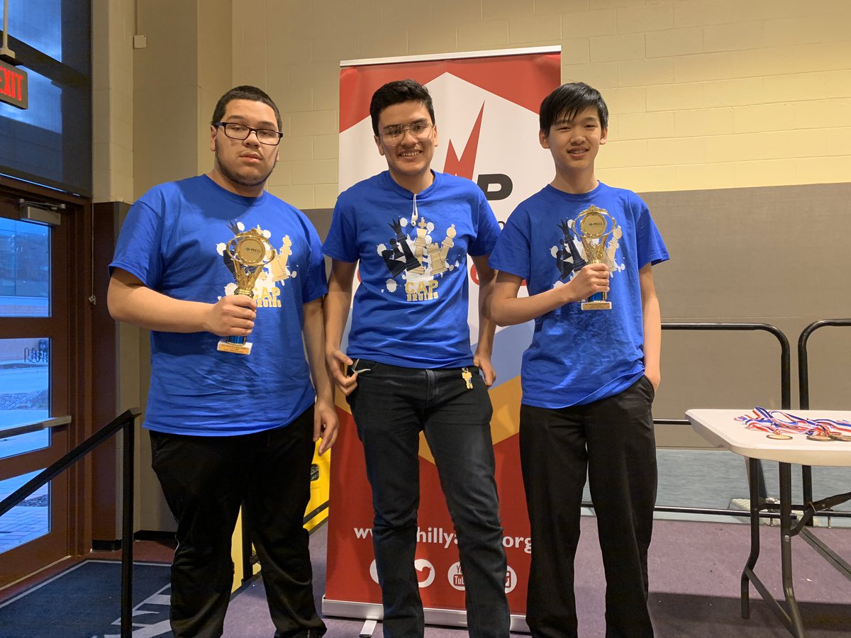 CAPnewswire's tweet photo. David Martinez, William Molina-Sanchez, Alex Nguyen represented CAP this weekend at the annual Checkmate Violence Chess marathon.  This was David’s first tournament, and he won a trophy for highest unrated player in his section; Alex Nguyen took 3rd place in the 7-12 Open section https://t.co/KbPZAwFiIS