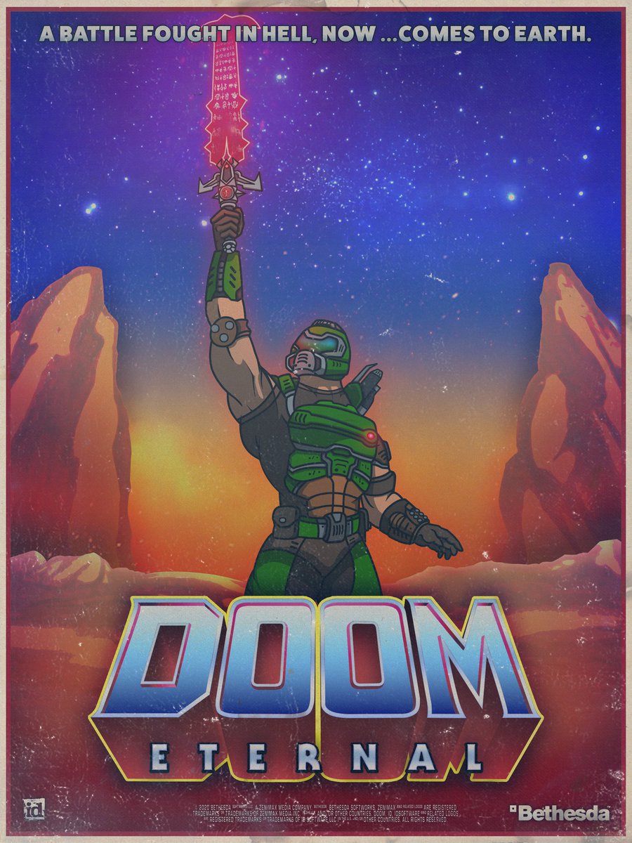 This took me a long damn time, but here’s a He-Man style  @DOOM Eternal poster! Anyone who knows me will know just how much I’m excited for this game!! March 20th simply cannot come fast enough!!  #DoomEternal  #RipAndTear