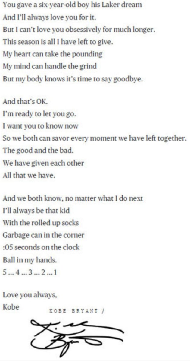 kobe dear basketball poem