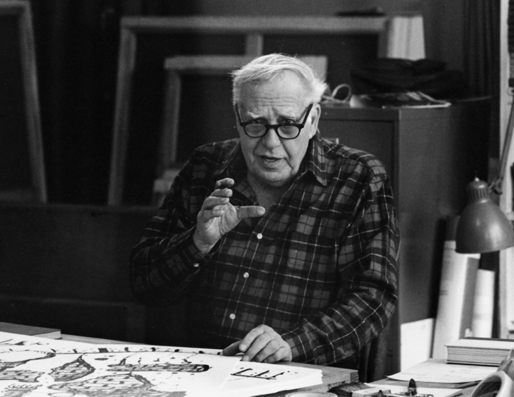 This Guston quote hit me: “What kind of man am I, sitting at home, reading magazines, going into a frustrated fury about everything—and then going into my studio to adjust a red to a blue? I thought there must be some way I could do something about it.” © 1979 Sidney B. Felsen