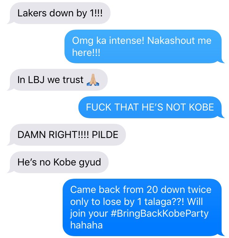 amalialinsc's tweet photo. Not the biggest Kobe fan but just last week we were planning to have a #BringBackKobe party and now this. Thank you for making me win my first ever pusta! Youโre forever part of my childhood ๐ #RipMamba https://t.co/sz5jOOkUSW