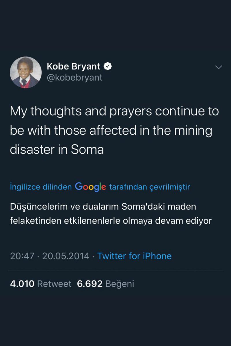 Öyle çiğ ki, kimi. "#Kobe'ye üzüldüm" dersin, "Elazığ'a üzülemedin mi, elin Amerikalısından sana ne?" der. O, "Soma'dan bana ne" dememiş ama. Insan çünkü. #KobeBryant #RIPKobeBryant  #BlackMamba