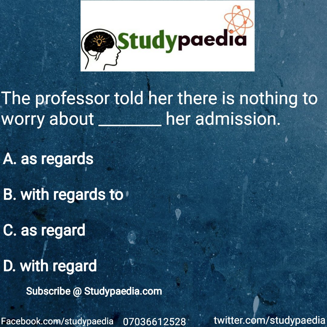 studypaedia's tweet photo. Top of the morning scholars. Which option would you pick ? #studypaedia #utme #education #concord #grammar #jamb #study https://t.co/ZWkgBX6mIJ